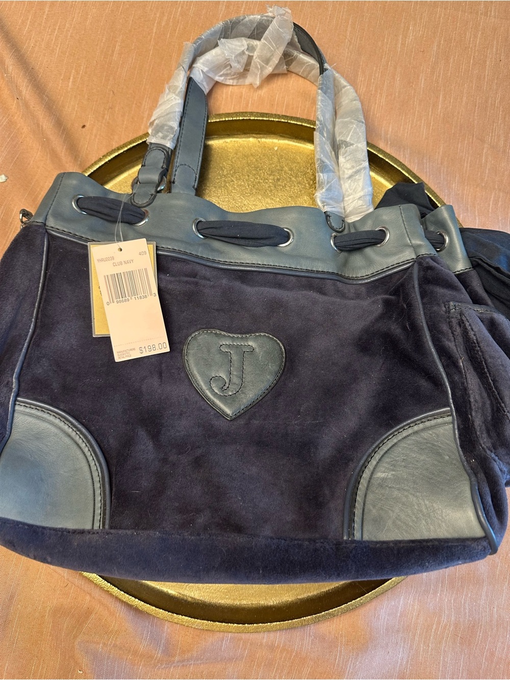 Juicy Couture Navy Blue Juicy No.1 vintage Tote daydreamer purse nwt rare - Picture 3 of 8
